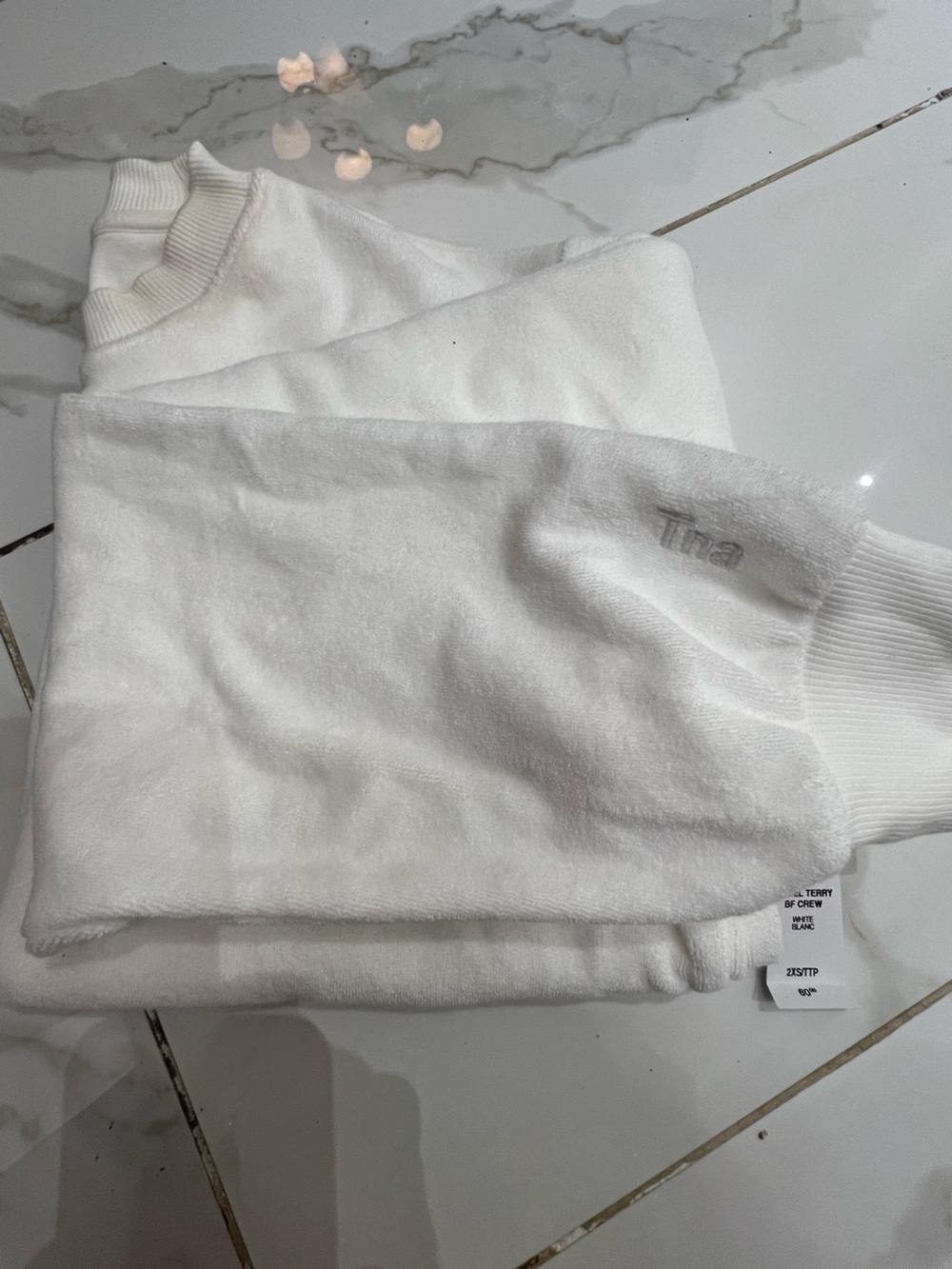 TNA White Towel Terry BF Crew Sweat